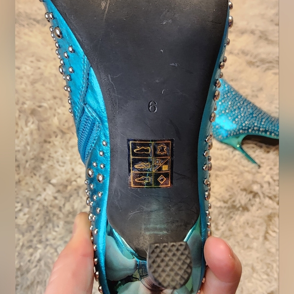 Jeffrey Campbell Metallic Blue Studded Heels - Picture 10 of 11